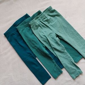 Lot Of 3 Shades Of Green Stretch Leggings | Playground Outdoor Play Pants | 2T